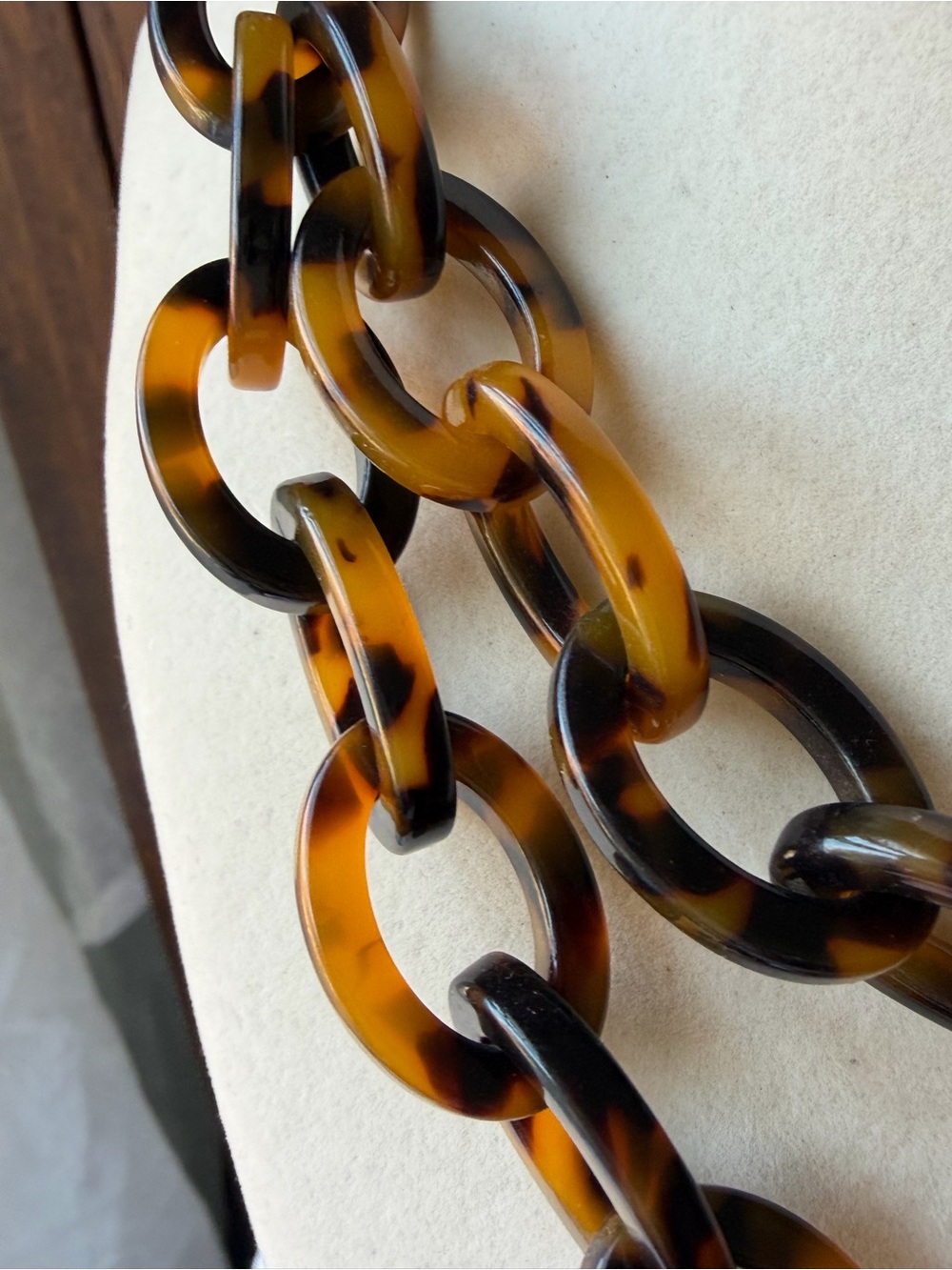 J.Crew Tortoise Shell Link Statement Necklace Double Strand Black Brown - Picture 4 of 11